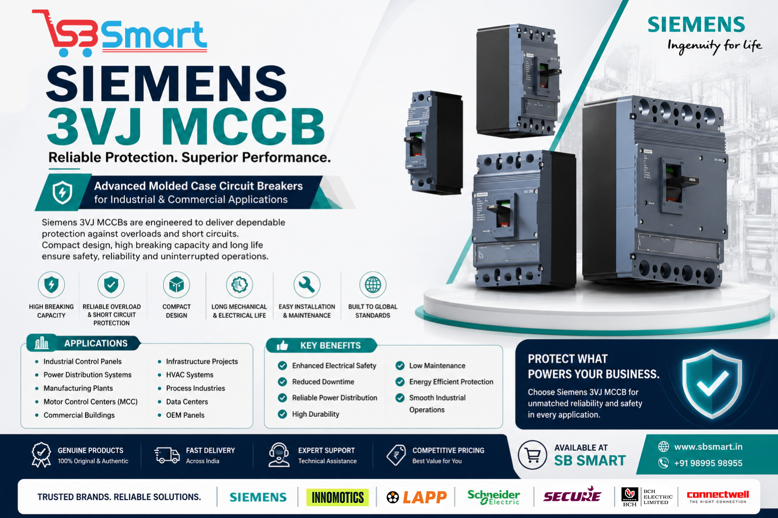 Siemens 3VJ MCCB – Reliable Molded Case Circuit Breakers for Industrial Electrical Protection