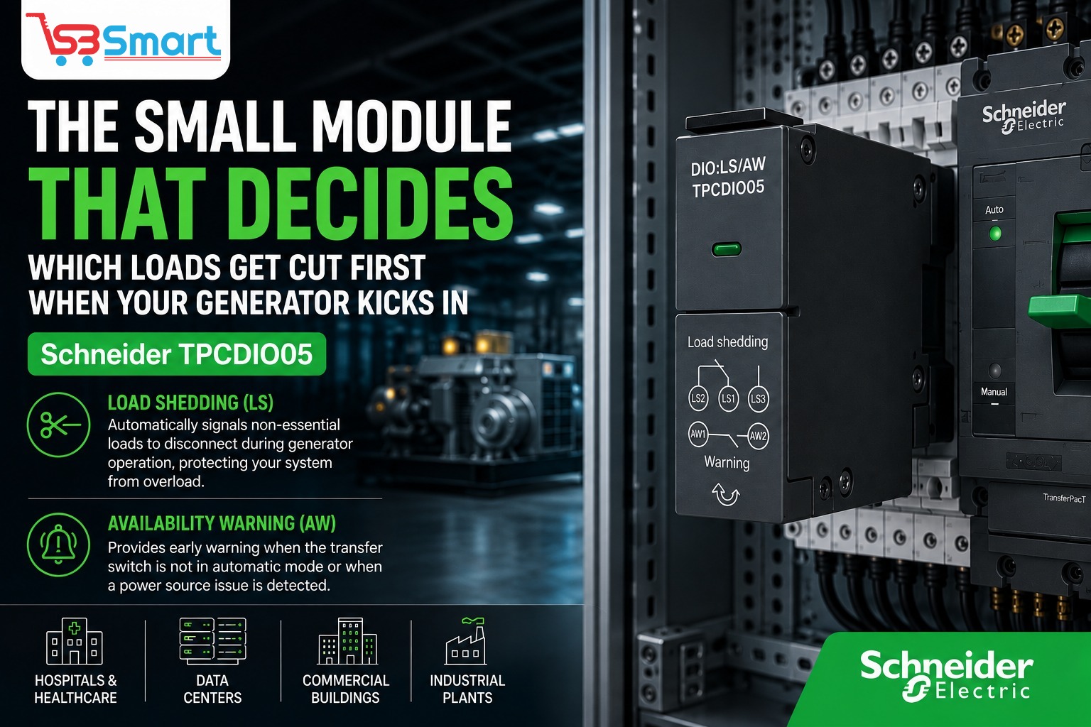 Schneider TPCDIO05 TransferPacT Module - Load Shedding & Warning Output | SB Smart