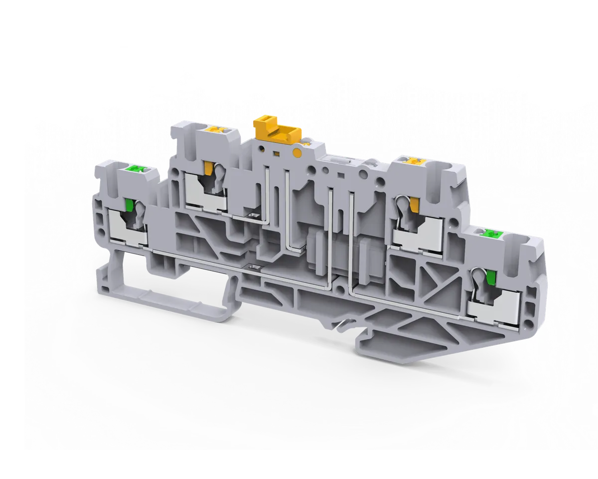4 Wire Double Top Level Knife Disconnect Push In Spring Clamp Terminal Block, 2.5mm² – CPDLKFT2.5