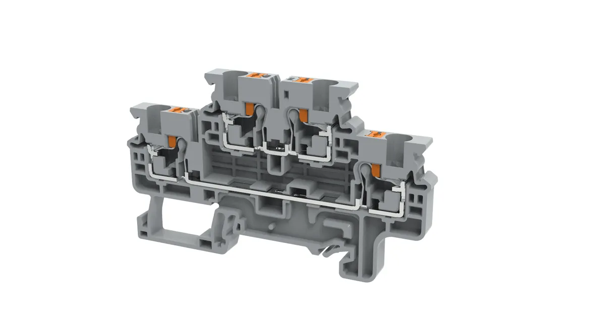 2 Level Push In Spring Clamp Terminal Block, 4mm² – CPDL4