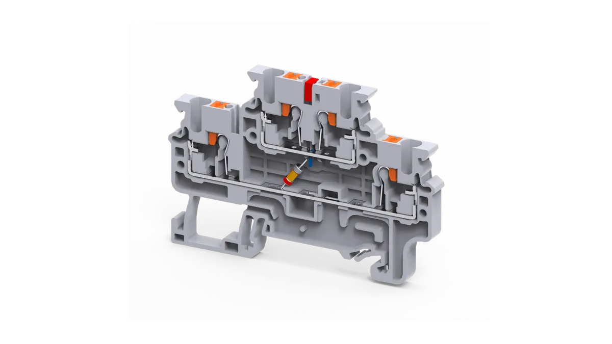 2 Level Push In Spring Clamp LED Terminal Block 110–240V, 2.5mm² – CPDL2.5(E)LD1240V