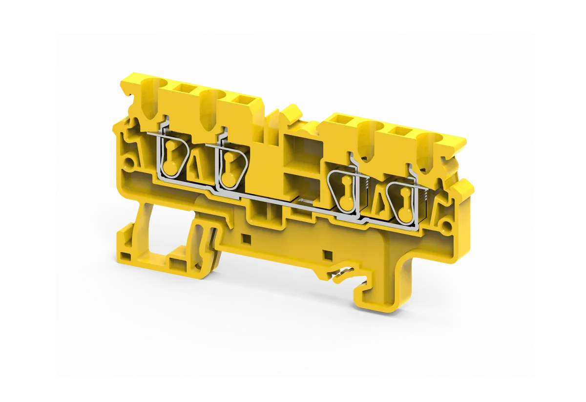 Feed Through 4 Wire Push In Terminal Block Yellow, 2.5mm² – CP2.5/4Y