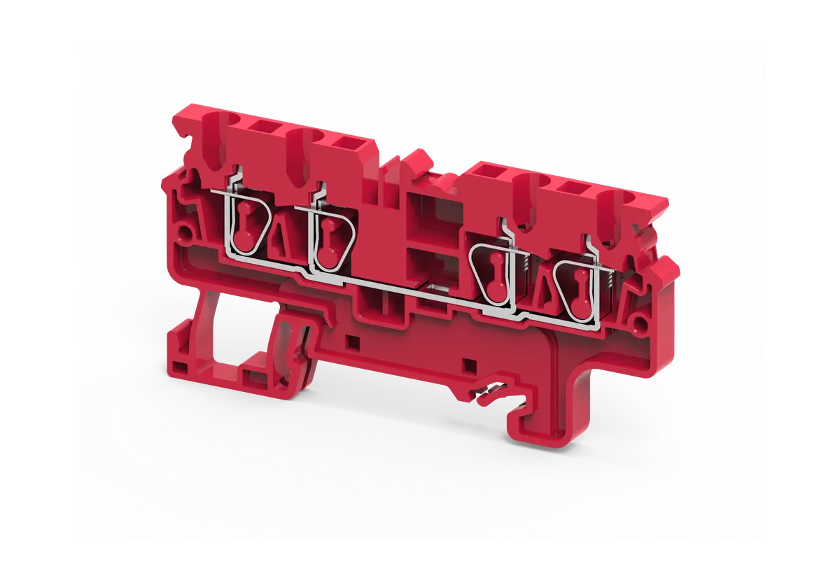 Feed Through 4 Wire Push In Terminal Block Red, 2.5mm² – CP2.5/4R