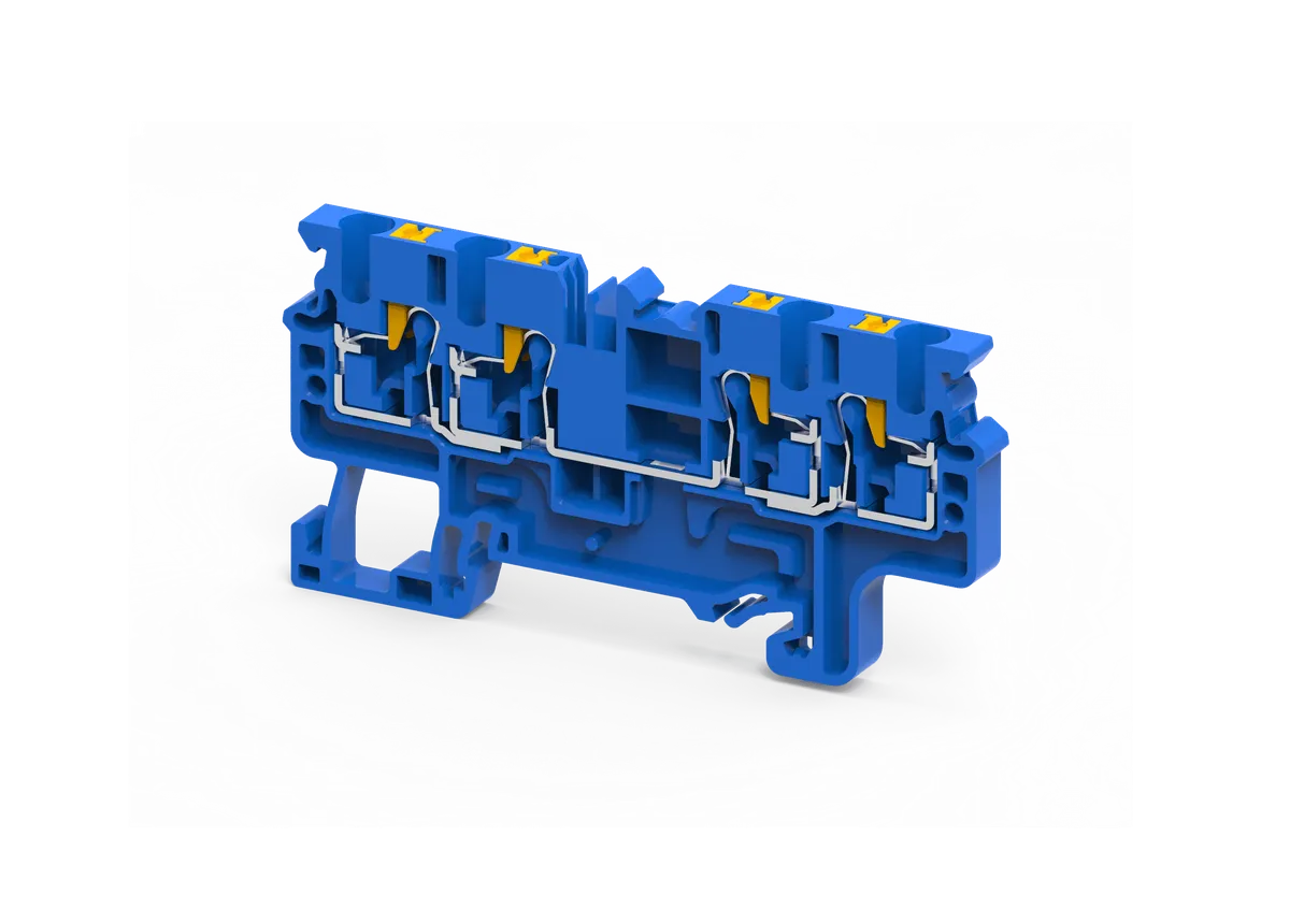 Feed Through 4 Wire Push In Terminal Block Blue, 2.5mm² – CP2.5/4BU