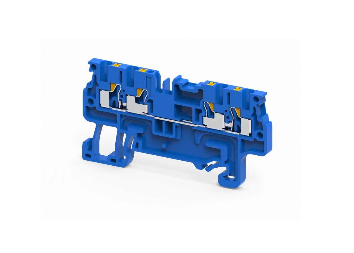 Feed Through 4 Wire Push In Terminal Block, 1.5mm², Blue – CP1.5/4BU