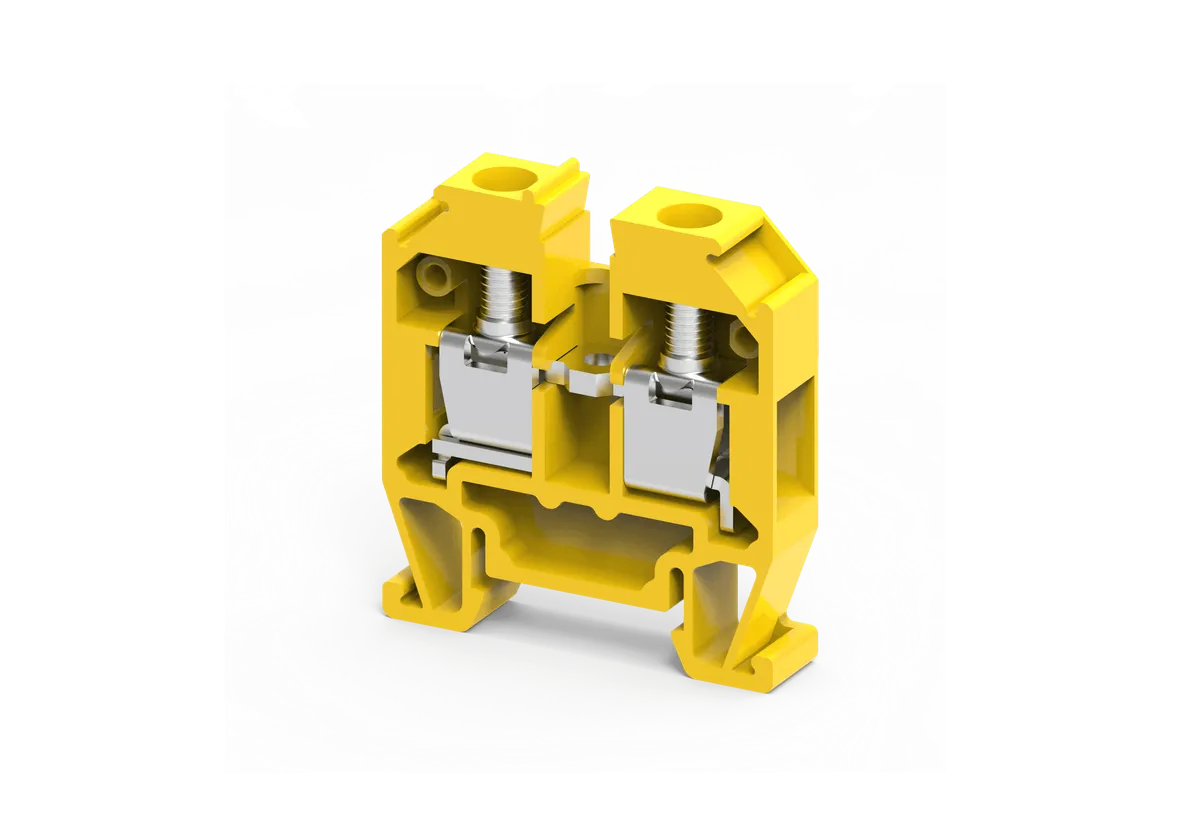 Screw Clamp Terminal Block for DIN 15 Rail, 4mm², Yellow – CMT4Y