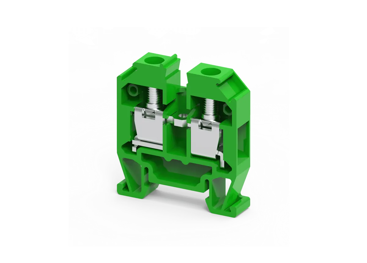 Screw Clamp Terminal Block for DIN 15 Rail, 4mm², Green – CMT4GN