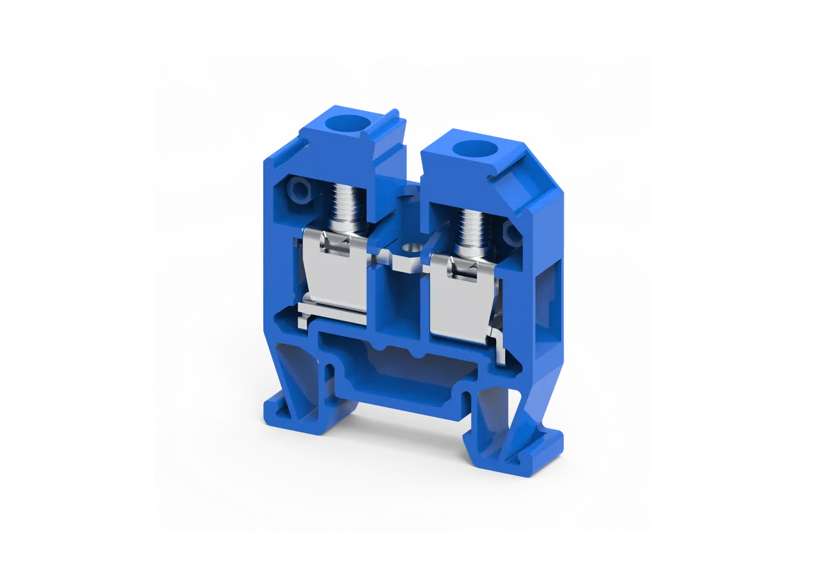 Screw Clamp Terminal Block for DIN 15 Rail, 4mm², Blue – CMT4BU