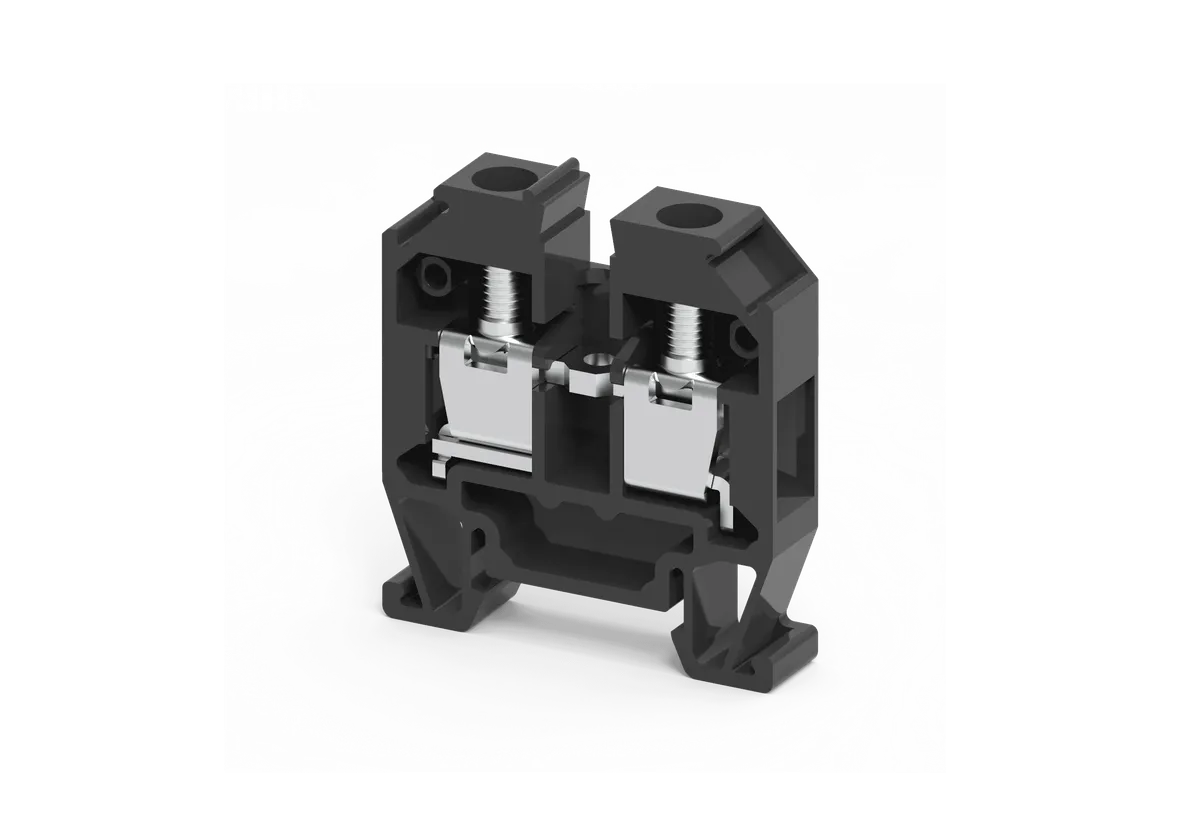 Screw Clamp Terminal Block for DIN 15 Rail, 4mm², Black – CMT4BK