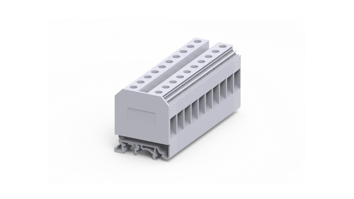 Distribution Block, 12 Way, 2 x 10mm² Input, 10 x 4mm² Output, Yellow/Green – CMDB12YG