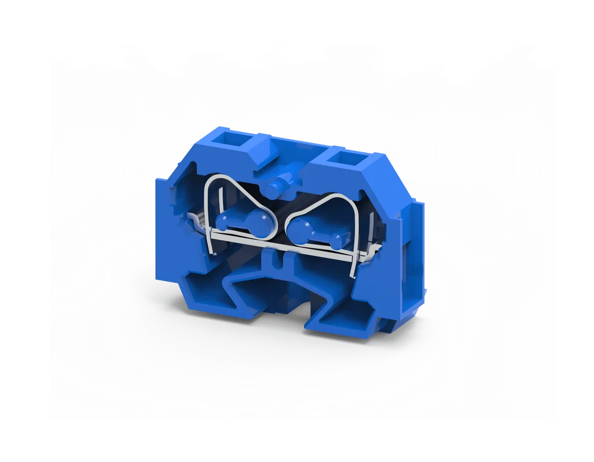 Panel Mount Side Entry Spring Clamp Terminal Block, 4mm², Blue – CM4SBU