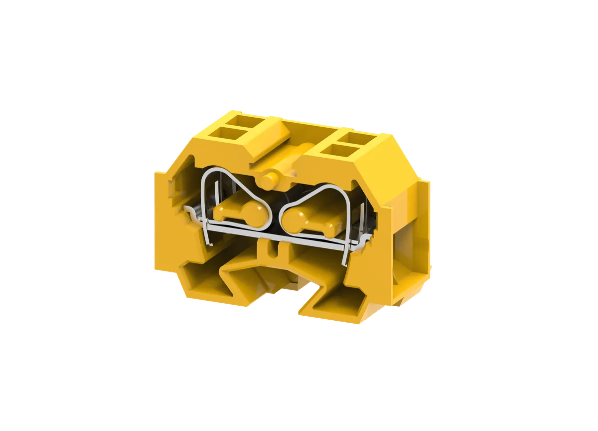 Panel Mount Side Entry Spring Clamp Terminal Block, 4mm², 4 Wire, Yellow – CM4S2Y