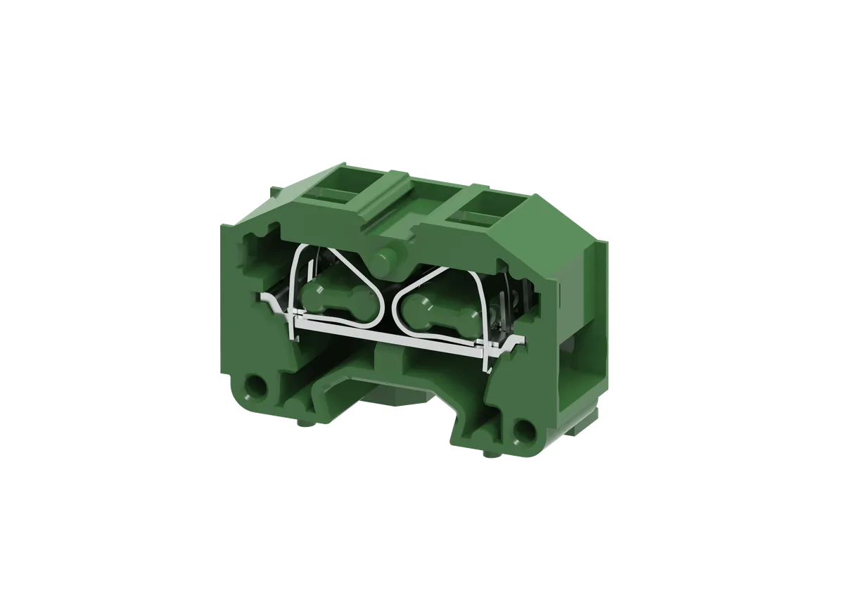 2.5mm² 4-Wire Panel Mount Spring Clamp Terminal Block, Green – CM2.5S2GN