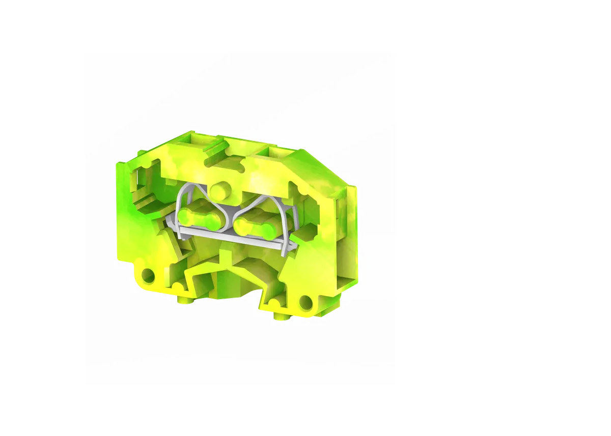 1.5mm² 2-Wire Panel Mount Spring Clamp Terminal Block, Yellow-Green – CM1.5SYG