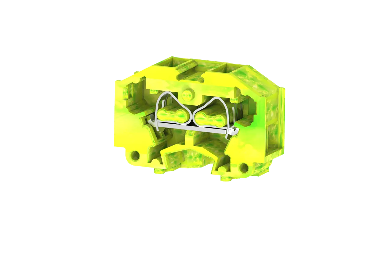 1.5mm² 4-Wire Panel Mount Spring Clamp Terminal Block, Yellow-Green – CM1.5S2YG
