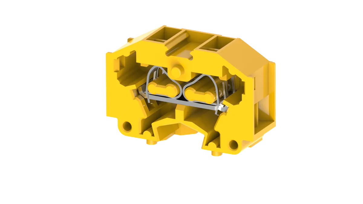 1.5mm² 4-Wire Panel Mount Spring Clamp Terminal Block, Yellow – CM1.5S2Y