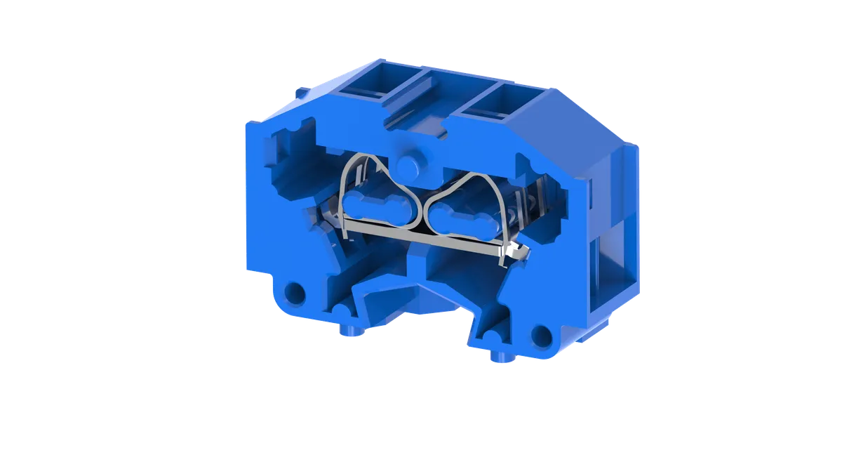 1.5mm² 4-Wire Panel Mount Spring Clamp Terminal Block, Blue – CM1.5S2BU