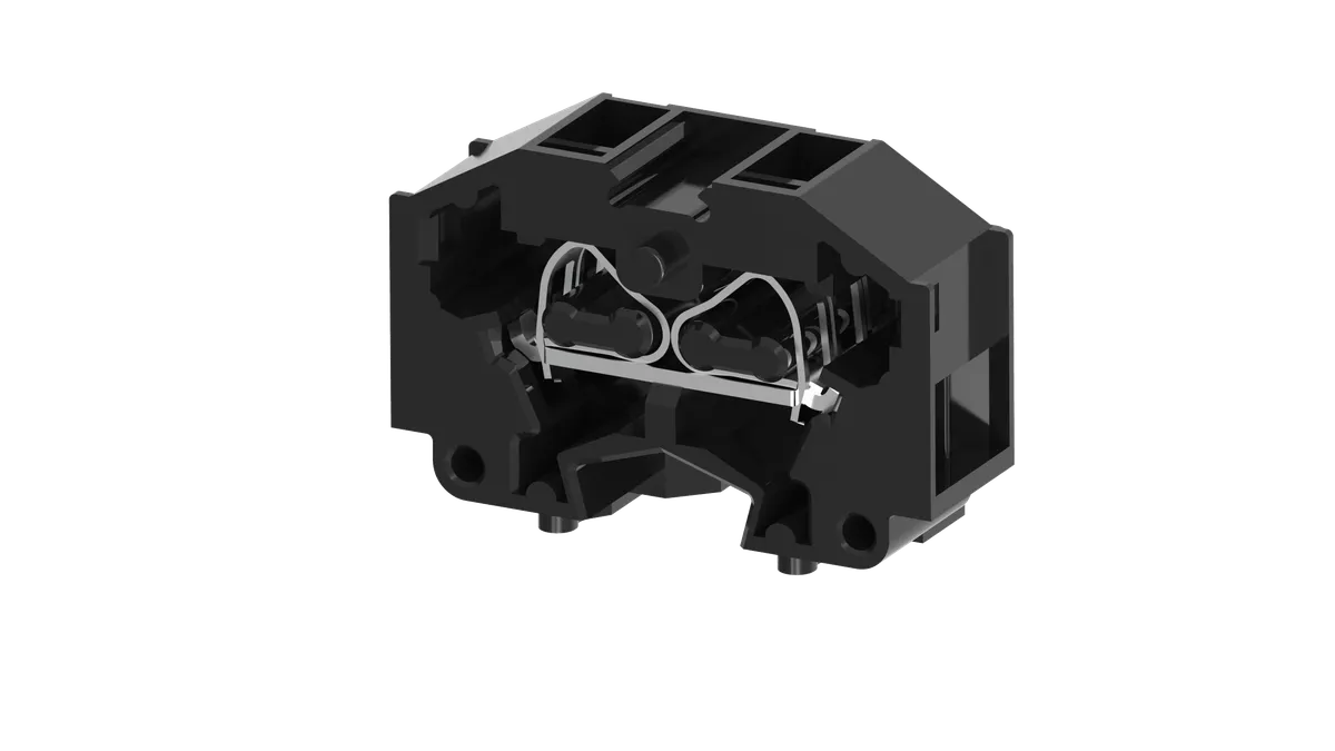 1.5mm² 4-Wire Panel Mount Spring Clamp Terminal Block, Black – CM1.5S2BK