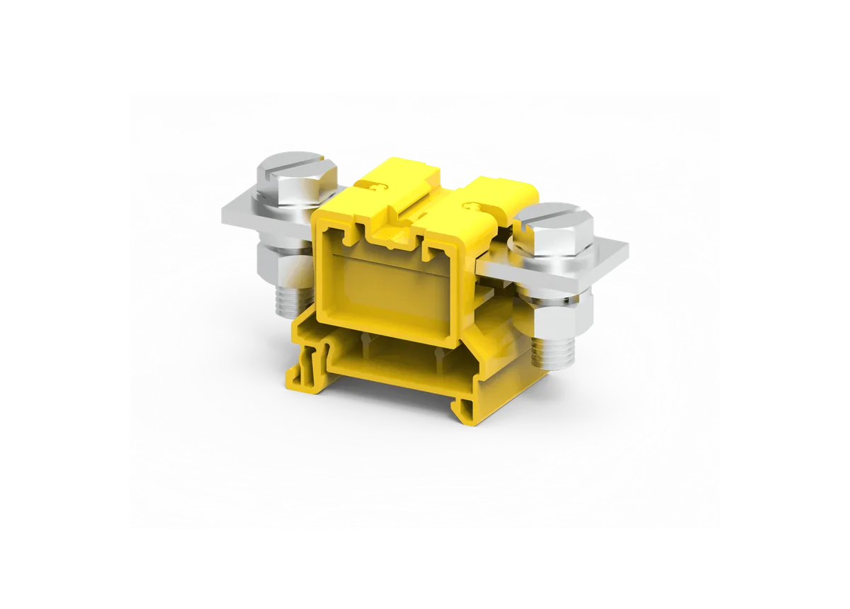70mm² Feed Through Slotted Bolt Terminal Block Yellow – CBB70LSY