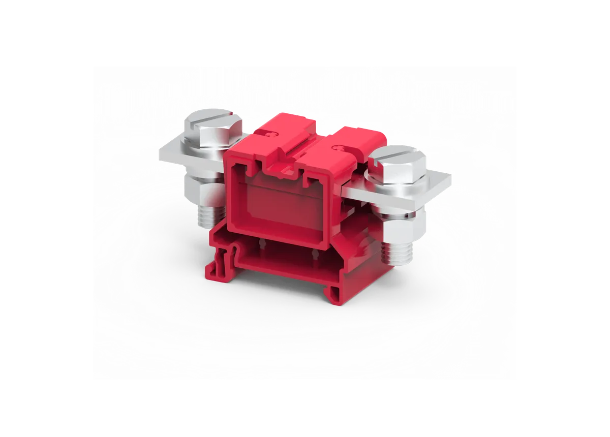 50mm² Feed Through Slotted Bolt Terminal Block Red – CBB35/50LSR