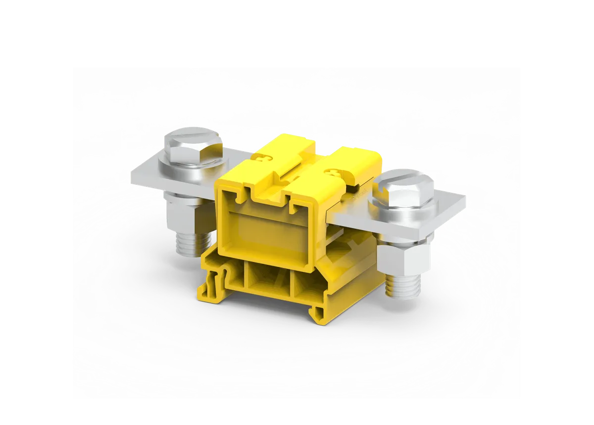 120mm² Feed Through Bolt & Nut Terminal Block Yellow – CBB120Y