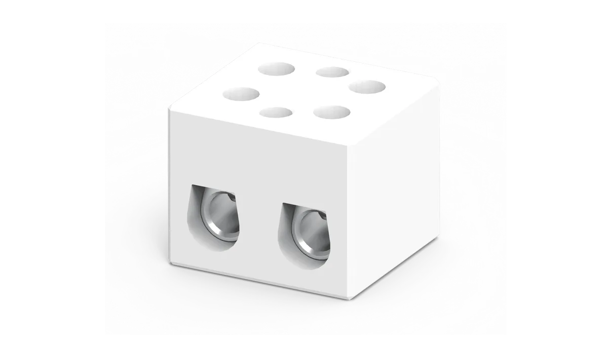 25mm² 2-Pole Ceramic Terminal Block with Mounting Hole – CB25/2H