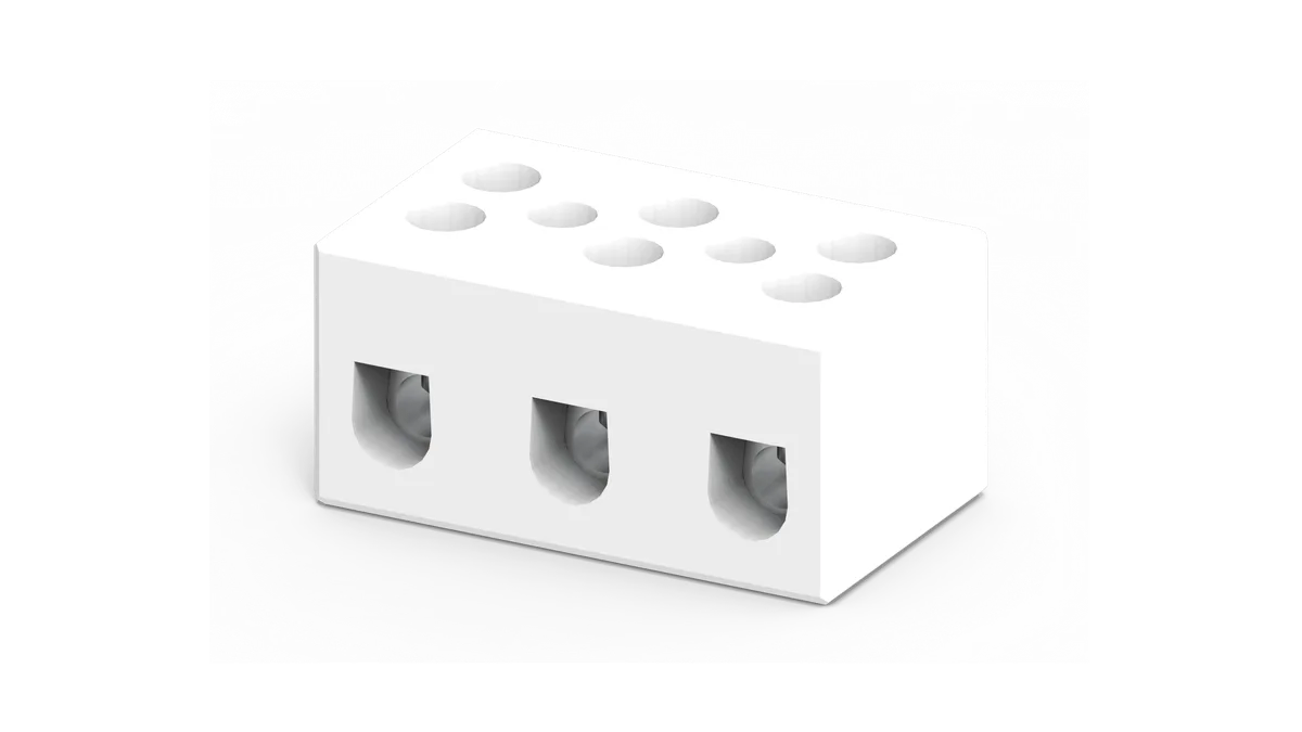 10mm² 3-Pole Ceramic Terminal Block with Mounting Hole – CB16/3H