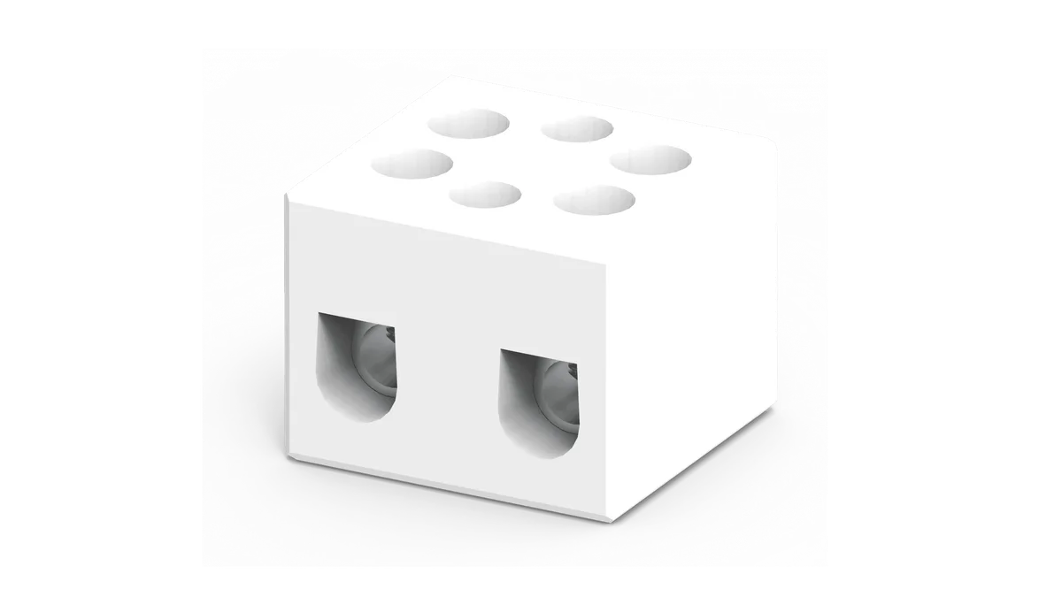 10mm² 2-Pole Ceramic Terminal Block with Mounting Hole – CB16/2H