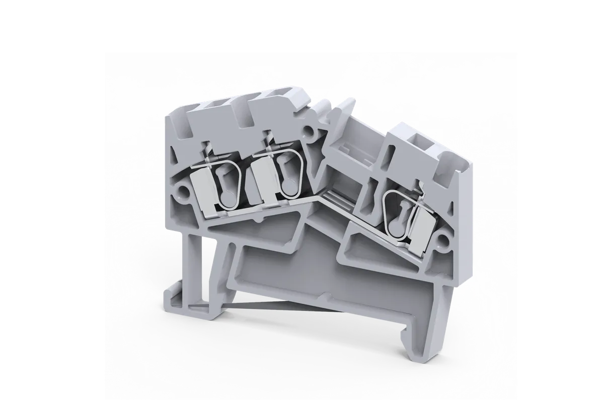 2.5mm² 3-Wire Angular Feed Through Spring Clamp Terminal Block – AS2.5/3