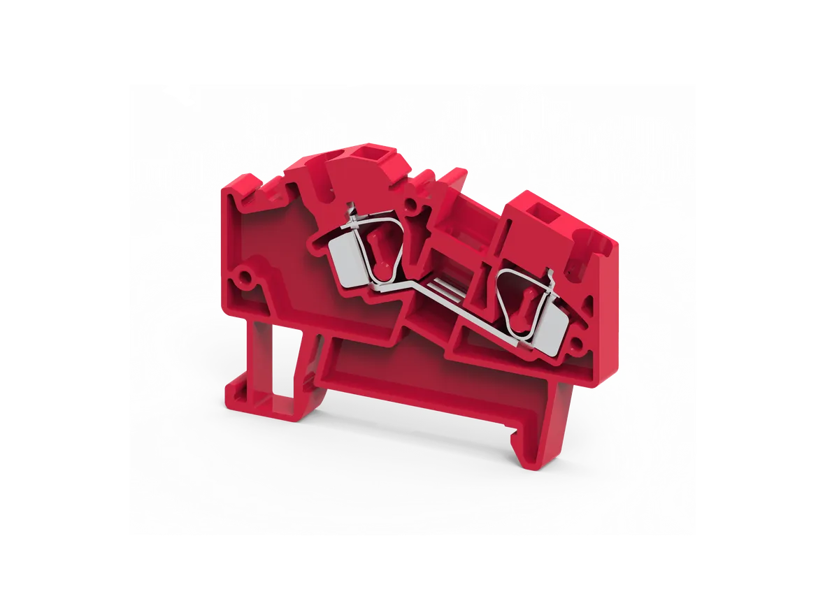 4mm² 4-Wire Angular Feed Through Spring Clamp Terminal Block Red – AS4/4R