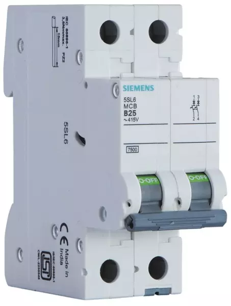 MCB 10A, 2P, 415V AC – 5SL6210-6RC