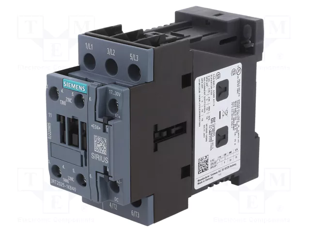 power contactor AC-3 17 A 7.5 kW 400 V 3-pole PLC compatible varistor - 3RT2025-1KB40