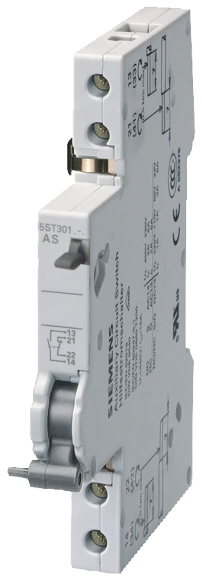 Aux contact block (For 5SL/5SY/5SP4/5TL/5SV/5SU1/5SM2), 1NO+1NC - 5ST3010