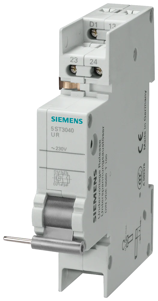 Undervoltage release (For 5SL5/5SL7/5SY/5SP4/5SV/5SU1/5SM2) With integrated aux. switch, 230V AC - 5ST3040