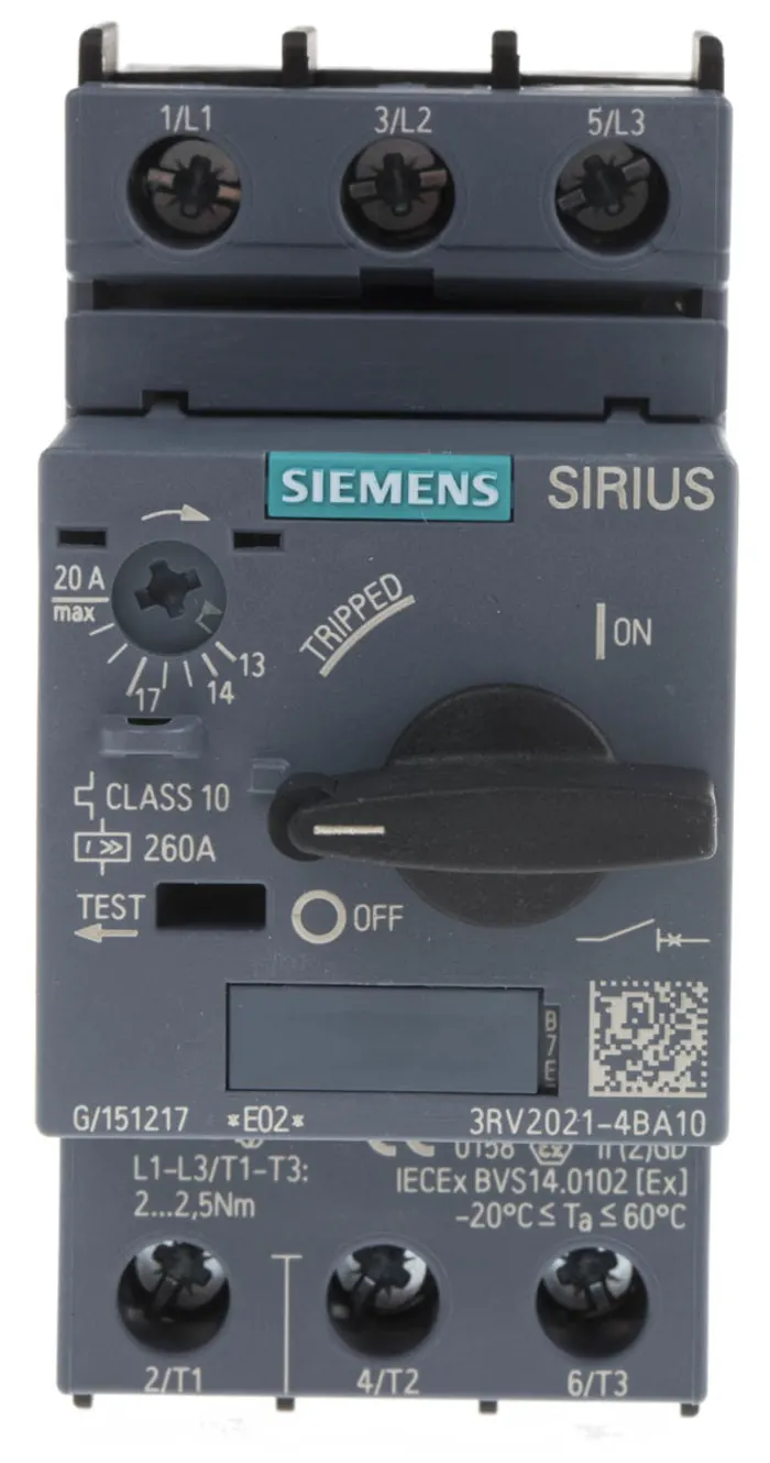 Motor Protection Circuit Breaker, SIRIUS 3RV2 Series, Thermal Magnetic Protection, Variant BA10 - 3RV2021-4BA10