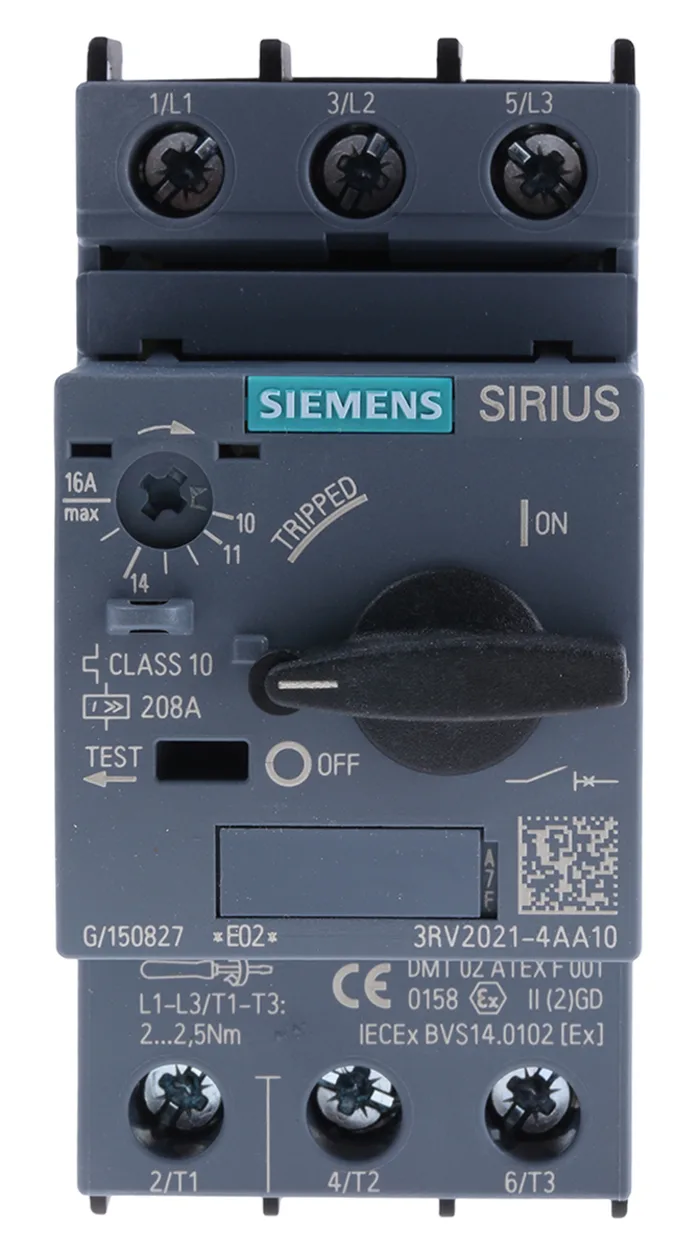 Motor Protection Circuit Breaker, SIRIUS 3RV2 Series, Thermal Magnetic Protection, Variant AA10 - 3RV2021-4AA10