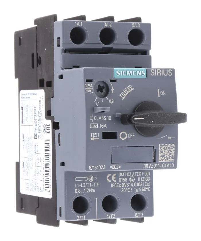 Motor Protection Circuit Breaker, SIRIUS 3RV2 Series, Thermal Magnetic Protection, Variant KA10 - 3RV2011-0KA10