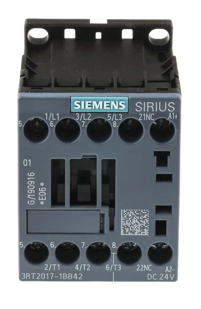Power Contactors, AC-3 12A, 5.5kW/400V, AC Coil, 3-Pole, Screw Terminals, S00 Size - 3RT2018-1BF428K