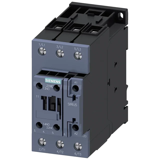 Power Contactors, AC-3 12A, 5.5kW/400V, 2NO+2NC Auxiliary Contacts, 24V DC Coil, 3-Pole, Screw Terminals, S00 Size - 3RT2017-1BB428K