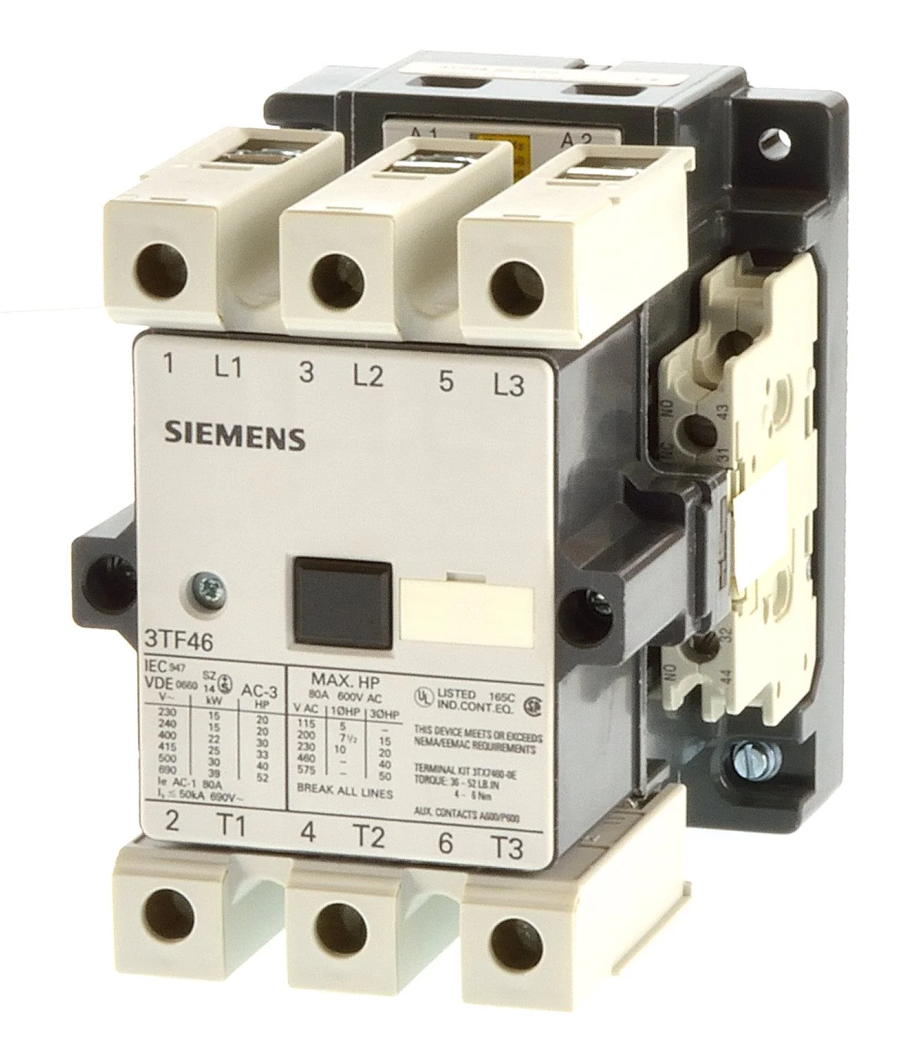 Power Contactor, 3TF Series, Heavy Duty, Variant AB0ZA01 - 3TF46020AB0ZA01