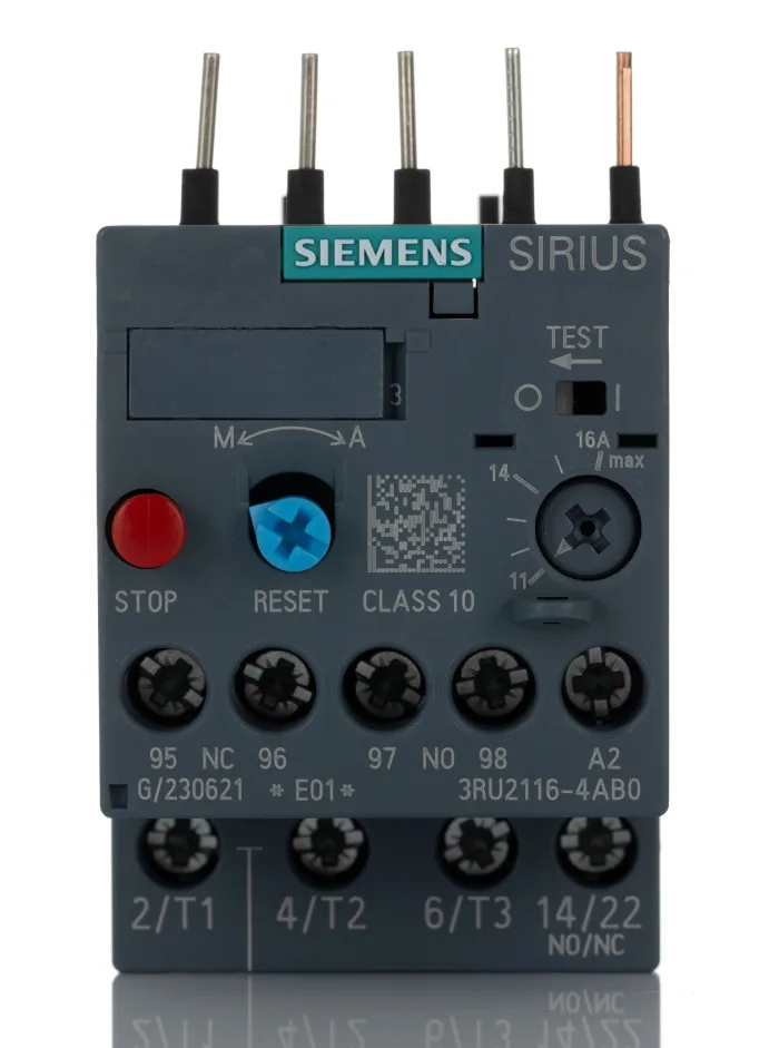 Overload relay 11...16 A Thermal For motor protection Size S00, Class 10 Contactor mounting Main circuit: Screw Auxiliary circuit: Screw Manual-Automatic-Reset - 3RU2136-4AB00