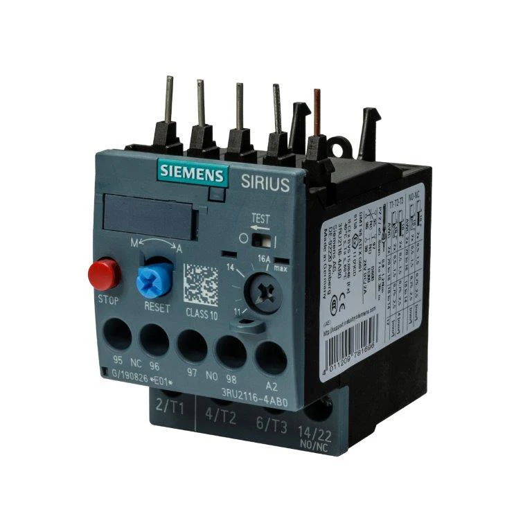 Overload relay 11...16 A Thermal For motor protection Size S00, Class 10 Contactor mounting Main circuit: Screw Auxiliary circuit: Screw Manual-Automatic-Reset - 3RU2116-4AB00-8K