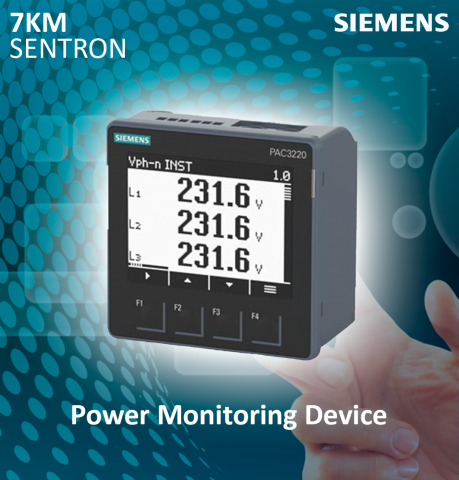 Siemens : PAC3220 LCD 96X96mm POWER MONITORING DEVICE 690/400V 45-65Hz - 7KM3220-0BA01-1DA0
