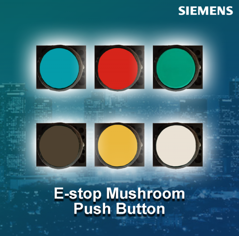 Siemens : E-stop mushroom pushbutton, 22 mm, round, plastic, red, diameter 40 mm, maintained, turn to release, with holder, 1 NC - 3SB5203-0UC01
