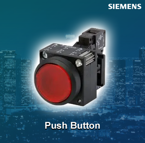 Siemens : Pushbutton, 22 mm, round, plastic, red, button, raised, with holder - 3SB5000-0LC01
