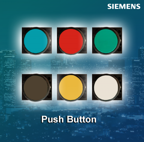 Siemens : Pushbutton, 22 mm, round, plastic, white, button, flat, with holder - 3SB5000-0AG01
