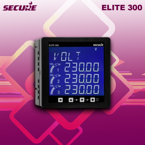 Secure : VAF + Power + PF + Current/Power Demand + RPM + THD + Min-Max + Active/Apparent Forward Energy + RS485 Modbus, LCD, 0.5s - Elite30B