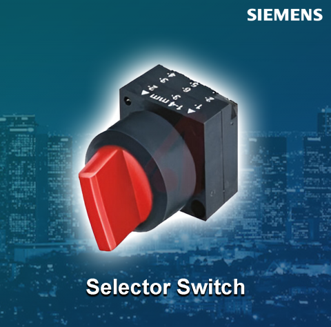 Siemens : Selector switch, 22 mm, round, plastic, red, long handle, 3 positions I-O-II, maintained, 2 x 50 degree operating angle, with holder - 3SB5000-2DC01