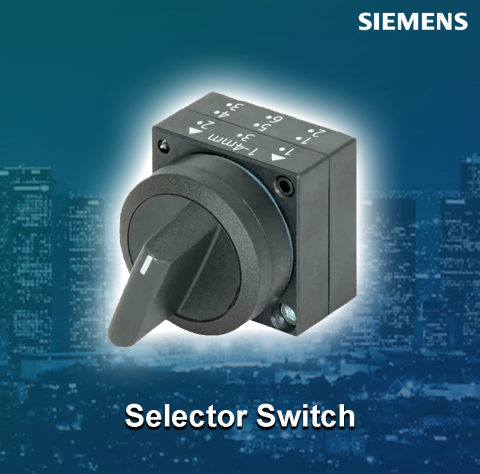 Siemens : Selector switch, 22 mm, round, plastic, black, long handle, 3 positions I-O-II, momentary, 2 x 50 degree operating angle, with holder - 3SB5000-2EB01