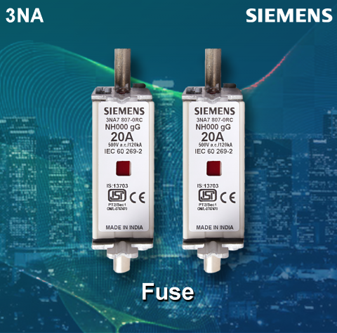 Siemens : 3NA78070RC ( 20A HRC fuses (DIN)- High Breaking capacity of 120kA )